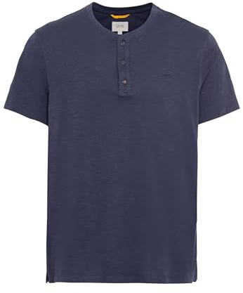 camel active Herren Henley T-Shirt aus Bio-Baumwolle Dunkelblau, Menswear-S