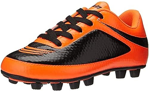 VIZARI Boys FG Football Boots – Kids Firm Ground Football Shoes for Indoor & Outdoor Play – Durable & Comfortable Youth Soccer Trainers with Easy-Fit Design Orange Black