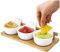 Konzept 11 - Dipschalen Set in Weiß mit Servierplatte aus Holz, 3 Stück, Servierschale für Dips, Antipasti, Sauce, Ketchup, Snack