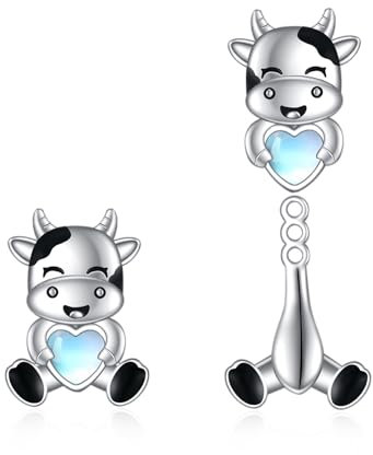 925 Sterling Silber Kuh Ohrringe Ohrstecker Schmuck Geschenke für Damen Mädchen (Kuh)