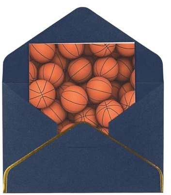 SSIMOO Exquisite Weihnachtskarten aus Papier, Basketball, Orange, luxuriöse Grußkarten für Feiertage und Geburtstage
