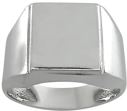 ANGELGOLD Klassischer Herren-Siegelring, glatt, poliert, aus 925er Silber, personalisiert - graviert - Gravur des Namens oder der Initiale auf dem Siegel (SG0008/S, 63 (20.0) EU23)