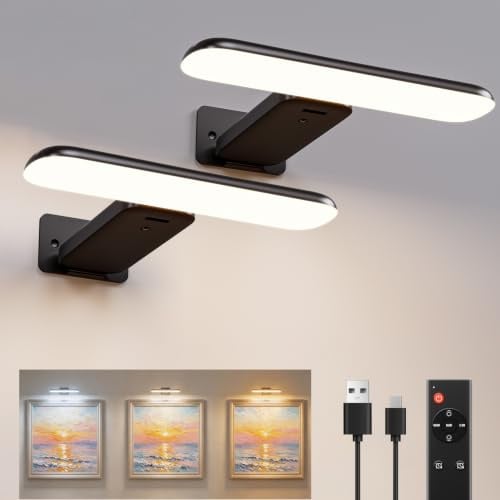 Lampe Murale Sans Fil pour Tableau, Applique Murale Rechargeable,2 Stk