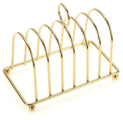 LOVIVER Bread Loaf Stand Toast Rack Holder Display Tray Multipurpose Grid Cooling Station Baking Shelf for Dining Room Supplies Chef , Gold