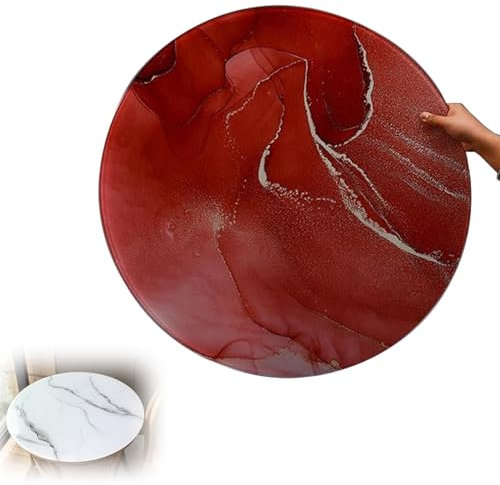Tischplatte Aus GehäRtetem Glas, Glasplatte Rund, GehäRtetes Glas, Outdoor Glastisch, Glasplatte Rund Tischplatte Wetterfest, Round Glass Panel, Tempered Glass Diy Table ( Color : Red , Size : 60CM(24