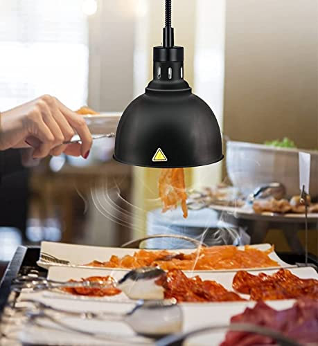 Hängende Lebensmittel-Wärmelampe 300 W, Lebensmittel-Wärmelampe Küche für Buffetberuf, Küchenheizgeräte, gleichmäßige Wärmeableitung, Kabellänge 60–180 cm verstellbar (schwarz)