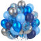 Luftballons Marine Blau Silber, 60 Stück Metallic Blau Blaue Konfetti Ballons, Hellblau Helium Ballon, Metallic Silber Latex Ballons Set für Geburtstag Hochzeit Mädchen Party Abschlussfeier Babyparty