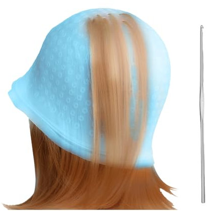 Highlighting Cap, Silicone Hair Highlighting Cap with Hook, Punched Hole Highlight Hair Cap Professional Hair Dye Cap Hairdressing Dyeing Staining Tools for Women Men