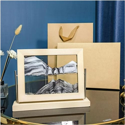 UNbit Ornement de bureau d'art de sable en mouvement, ornement de peinture de sables mouvants 8'' Art de sable, sablier, art de sable en mouvement, mouvement liquide d'art de sable, sablier tridimensi