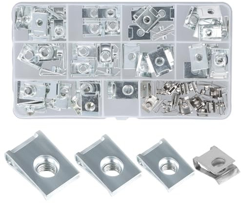 80 Pièces Clips en U et Fixations Clip de Fixation en Métal en Forme de U, M4 M5 M6 M8 Agrafes de Carrosserie, Noix de Voiture pour Automobile Moto