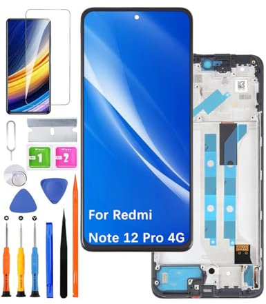 HLYGZX Pantalla de repuesto para Xiaomi Redmi Note 12 Pro 4G LCD TFT, 2209116AG 2209116AG pantalla táctil digitalizador kit de piezas de reparación (negro con marco)