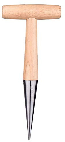 POVVFRTY 27,9 cm Sau-Dibbler mit Holzgriff, Garten-Lochstanze, Dibbler-Werkzeug, Griff Dibber for Graben, Säen, Umpflanzen von Gemüse, Lockerem Boden / 10444