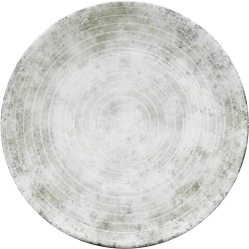 Van Well Korfu Teller flach 28 cm – Porzellan Essteller in Steingut-Optik – Speiseteller rund, modern & matt – Grau-Grün für stilvolles Tafelgeschirr