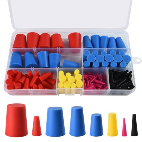 Befun 125 Stück Gummistopfen Konisch Set, Verschlussstopfen Silikonstopfen | Mehrere Größen, Hervorragende Abdichtung, Kegellochstopfen zum Abkleben von Löchern Während der Pulverbeschichtung