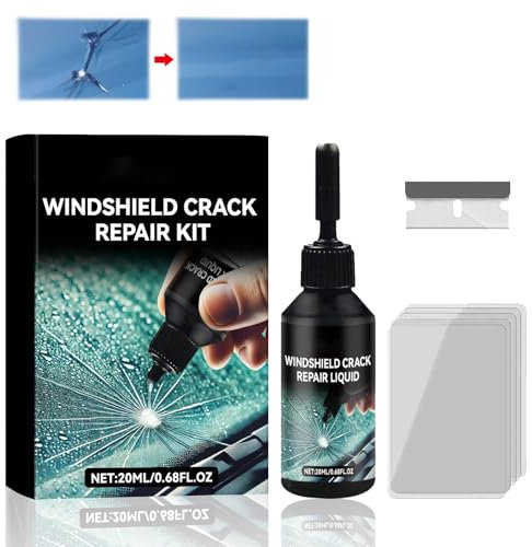 Smdrafy Kit Reparation Pare Brise,Outil Réparation Pare-Brise,Liquide Réparation Verre,Kit Réparation Verre,Reparation Fissure Verre,pour Fissures,Yeux Taureau,Fissures en Forme D'étoile,20ml