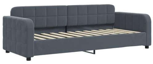 vidaXL Tagesbett, Gästebett mit Sperrholzlatten, Sofabett für Wohnzimmer Schlafzimmer, Sofa Polsterbett Bettgestell, Dunkelgrau 80x200cm Samt