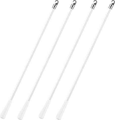 INCAUCA 43 cm Fiberglass Blind Wand with Metal Hook, Vertical Blinds Wand Replacement, Blind Tilt Wand, Window Blind Stick Wand Replacement, Blind Turner Rod Control White, 4 Pack