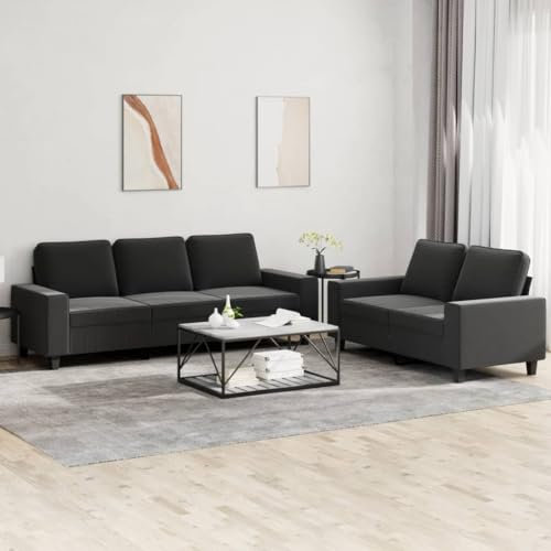 Willood 2 Sitzer + 3 Sitzer Sofa Couch Gästesofa fürs Wohnzimmer Schlafzimmer Gästezimmer Modern Schwarz