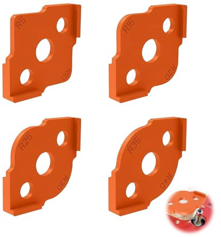Confezione da 4 modelli per fresatrice, modelli per fresatura, modelli per fresatrice con dima di raggio, modelli per fresatura con raggio d'angolo, per utensili per la lavorazione del legno