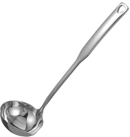 DECHOUS Soup Spoon Stainless Steel Deep Bowl Ladle Serving Gravy Spoon Ladle for Hot Pot and Salad Dressing for Family Meals and Parties