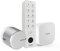 tedee GO 2 Set | smartes Türschloss Silber | WLAN-Bridge | biometrisches Tastenfeld Weiß | Smart-Home-Lösung iOS, Android | PIN + Fingerprint | Bluetooth | Auto-Unlock | Keine Installationshardware