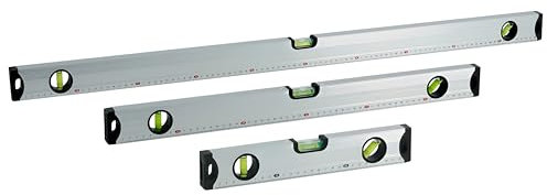 Professional Magnetic Spirit Level Set – 3 Sizes (300mm, 600mm, 1000mm) – Builders Construction Tools – Aluminium Body, Horizontal & Vertical Vials – Strong Magnets for Hands-Free Use