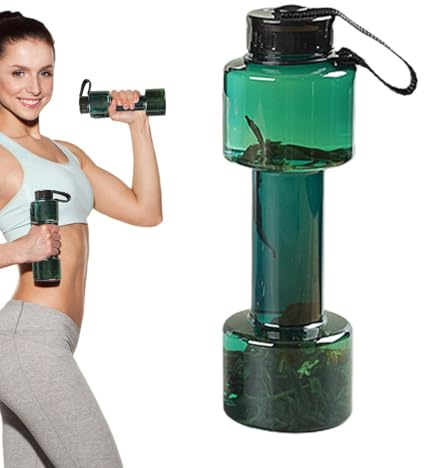 Generisch Dumbbell Shaped Water Bottle, 700ml Fitness Jug, Portable Sports Container, Leakproof Screw Cap, Lightweight Grip Design, Hydration Tool, Perfect for Gym, Yoga, 3.15x10.04 inches