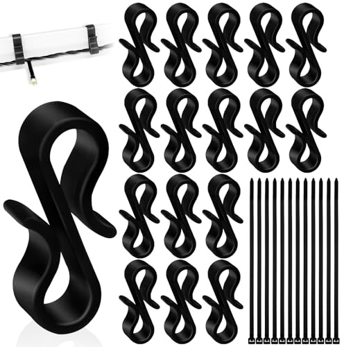HaoHanEup 120pcs Plastic Gutter Hooks,S Gutter Clips for Hanging Outdoor Wedding String Lights,Halloween Garden,Christmas Tree Decorations,Home Decor (Black)