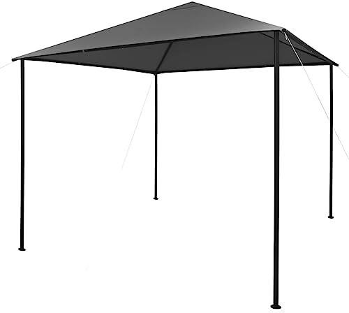 Qnhdfrt Pavillon 3x3 m Anthrazit Grillpavillon aus Stahl mit wasserdichtem Oxford-Gewebe für Garten Camping und Outdoor-Events