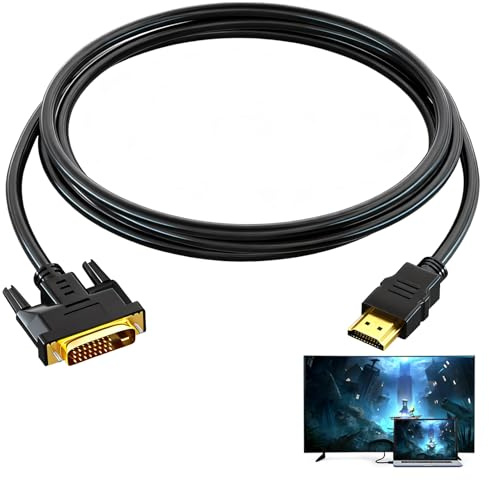 Wvxilyr 1,5 m Câble Adaptateur HDMI vers DVI,Câble Moniteur Bidirectionnel DVI-D 24+1/HDMI, pour PCs,PS4 und Xbox, DVD-,récepteurs TV, écrans, téléviseurs, projecteurs,Prise en Charge Full HD/1080p