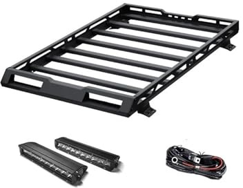 Kompatibel mit Suzuki Jimny JB33 Sierra JB43 1998 2017 Dachgepäckträger, Gepäck-Querträger, Relingboxen, Korb, hochwertige Aluminiumlegierung(Roof rack white LED)