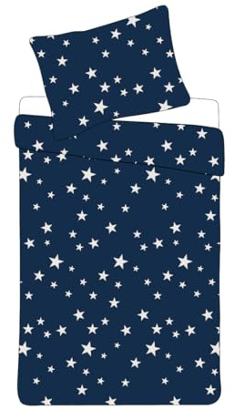 KK SHOPPING Versandhandel Klaus Kolodzie Weiße Sterne Stars Bettwäsche Set 135x200 cm 100% Microfaser Öko-Tex Zertifiziert