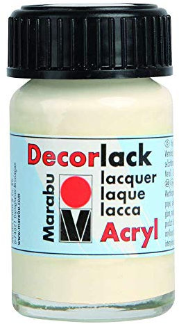 Marabu 11300039271 - Decorlack Acryl Elfenbein 271, 15 ml, hochglänzender Acryllack auf Wasserbasis, wetterfest, speichelfest, zum Malen, Schablonieren und für Serviettentechnik