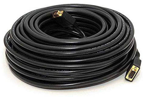 Monoprice Cavo SVGA M/M CL2 da 100 Piedi con ferrite, Placcato Oro, Nero, 103574