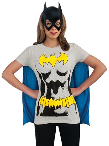 Rubie's Official DC Comics Batgirl Ladies Dress Up Kit, Super Hero Tshirt Top, Cape & Mask
