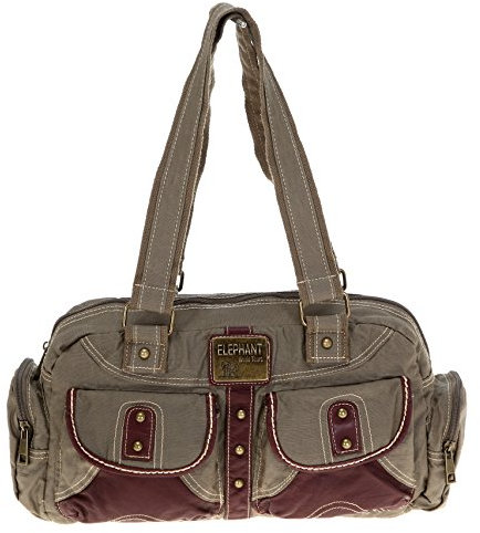 Elephant Handtasche Casual L Tasche Schultertasche Shopper gewachstes Nylon 3696 // Oliv