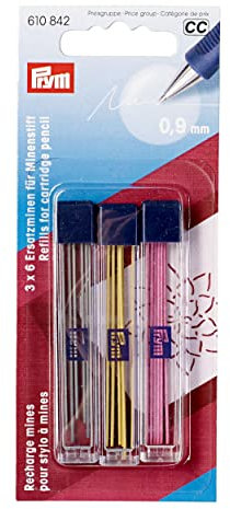 Prym Ersatzminen für Minenstift Ø 0,9 mm farbig Sortiert, gelb, schwarz, pink, 3 x 6 Stück