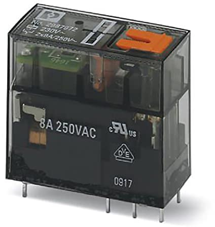 PHOENIX CONTACT REL-MR-230AC/21-21/MS Steckbares Miniaturrelais mit Leistungskontakt, 2 Wechsler, Prüftaste, Mechanische Schaltstellungsanzeige, Status-LED, 230 V AC Spulenspannung, 10 Stück