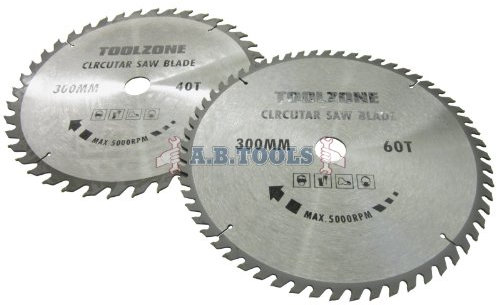2pc 300mm x 30mm TCT circular saw blades 40 and 60 teeth with adapter ring TE517