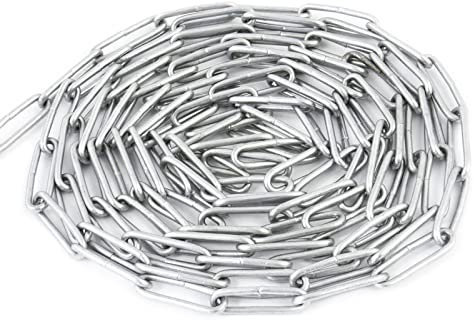 DQ-PP Stahlkette Stahl C15 – 4mm – 1m – Langgliedrig D2 – Verzinkt – DIN 5685 – Absperrkette – Metall – Rundstahlkette – Eisenketten – Absperrketten – Zurrketten