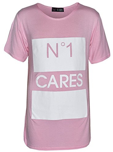 A2Z 4 Kids Girls Top Kids Designer's No 1 Cares Print T Shirt Tops - Baby Pink - 11-12 Years