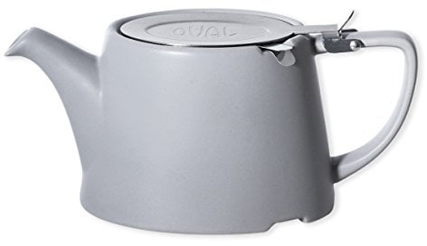 London Pottery Company 43220 - Tetera ovalada con infusor para té suelto, gres, gres, Satin Grey, 3 Cup Loose Leaf Teapot