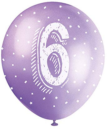 Assorted Color Number 6 Latex Balloons (30cm) Pack of 5 - Perfect for Birthdays & Special Occasions