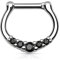 Piercingfaktor Piercing Ring Septum Tragus Helix Ohr Nase Lippe Brust Intim Nasenpiercing Nasenring Ohrpiercing Schild Clicker mit Strass Stein Silber Schwarz 1,2mm