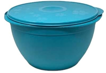 YMR for Tupperware Maxi Jumbo-Salatschüssel, Mega, 42 Tassen, 10 Liter, BPA-frei, Modern, Blau, Gestreift, Kunststoff, Luftdicht, Flüssigkeitsdicht, Dishwasher-Safe