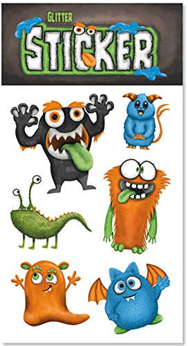 Glitter-Sticker * Monster * von Lutz Mauder | 72325 | als Mitgebsel für Kinder | Süsse Monster Aufkleber zum Kindergeburtstag & Basteln