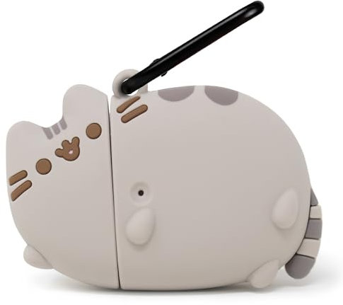 iFace x Pusheen lizenzierte Serie TPU Schutzhülle für Airpods 1/2 Hülle [Karabiner Clip enthalten] [Kabelloses Laden kompatibel] - liegend