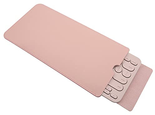 Hosoncovy PU Leather Portable Keyboard Carrying Case Storage Bag Dustproof Protective Case for Logitech K380 Multi-Device Bluetooth Keyboard (Pink)