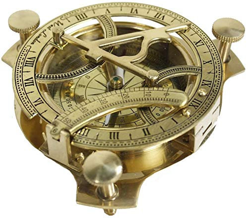 Samara Nautical Sonnenuhr-Kompass, 10,2 cm, massives Messing, Sonnenuhr