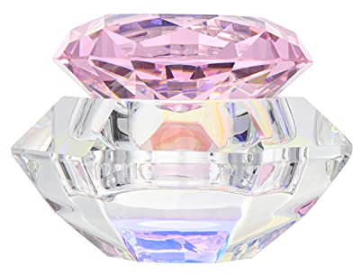 Lurrose Nail Art Dappen Dish Octagon Cup Nail Crystal Bowl Dapping Dish Glass Cup Nails Pen Holder with Lid for Acrylic Liquid Powder Manicure Pedicure Pink